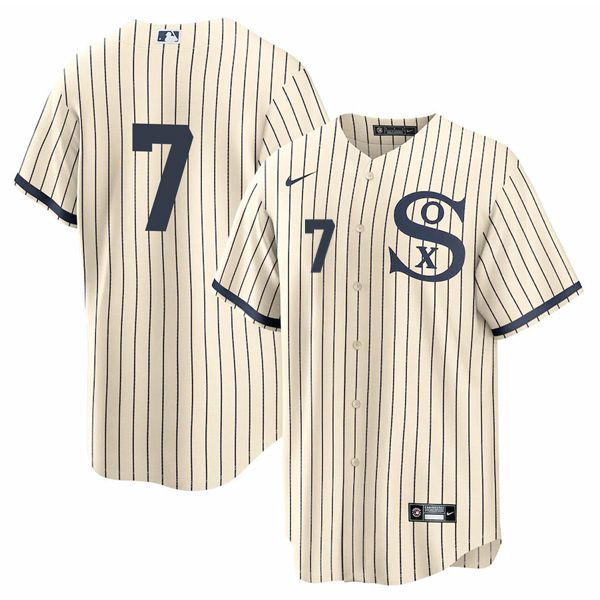 Men Chicago White Sox 7 No Name Cream stripe Dream version Game Nike 2021 MLB Jerseys